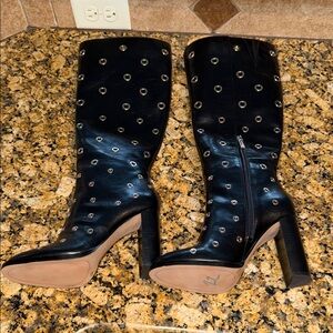 Jessica Simpson Black Heeled Boots with Silver Studs